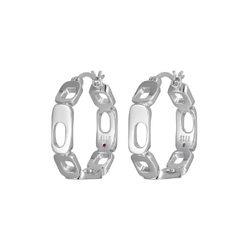 Elle Sterling Silver "Lookout" Hoop Earrings