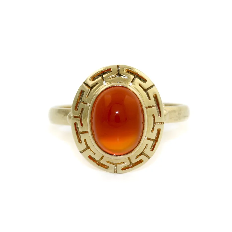 Elegant 14k Gold x Carnelian "Meandros" Signet