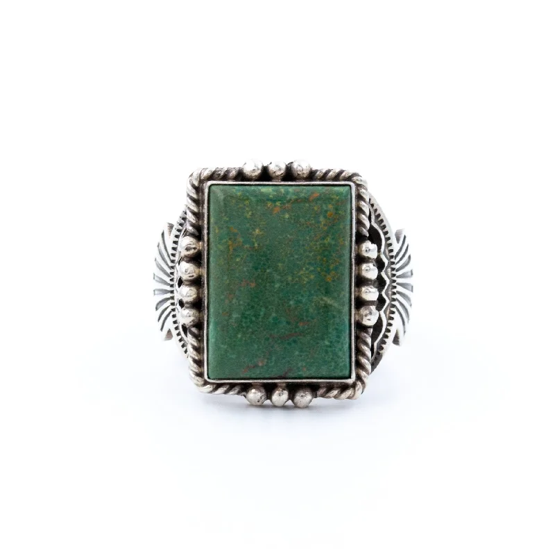 Classic Square-Cut Green Turquoise Ring