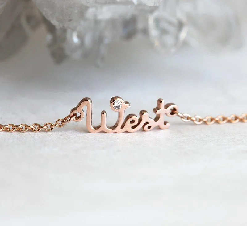 Simple Rose Gold Personalized Bracelet, Name Bracelet