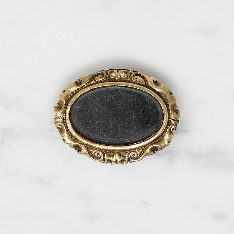 Sentimental Brunette Hair Work Brooch c. 1850