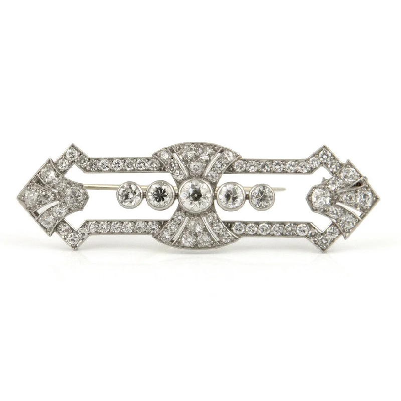 Art Deco Diamond Brooch in Platinum