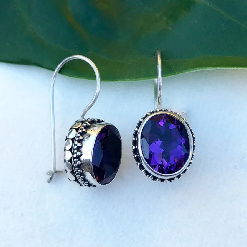 Permata Earrings, Amethyst - Sterling Silver, Indonesia