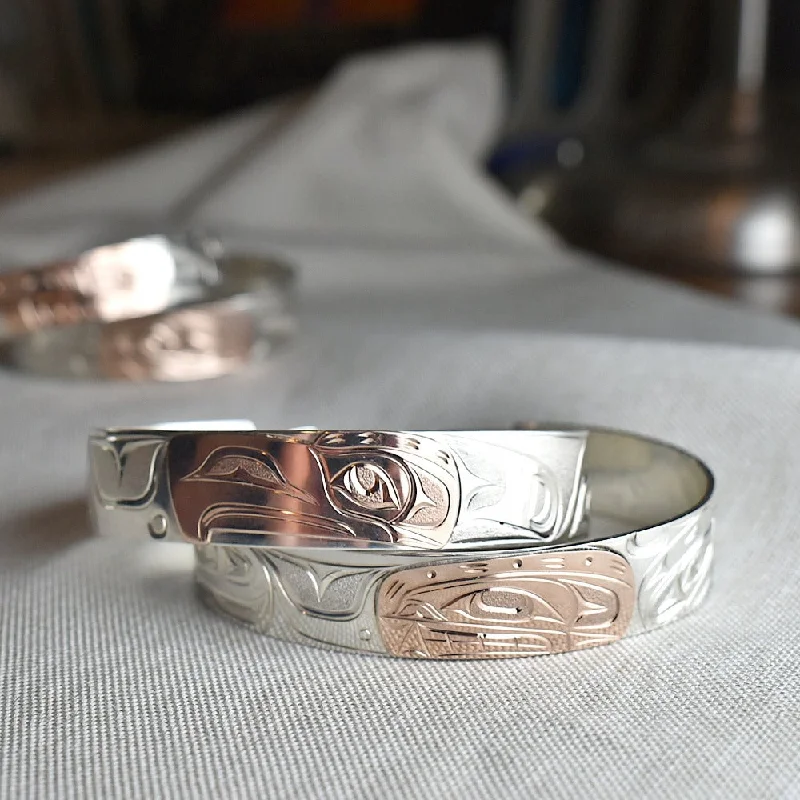 Medium Silver Totem Cuff with 14k Rose Gold Overlay