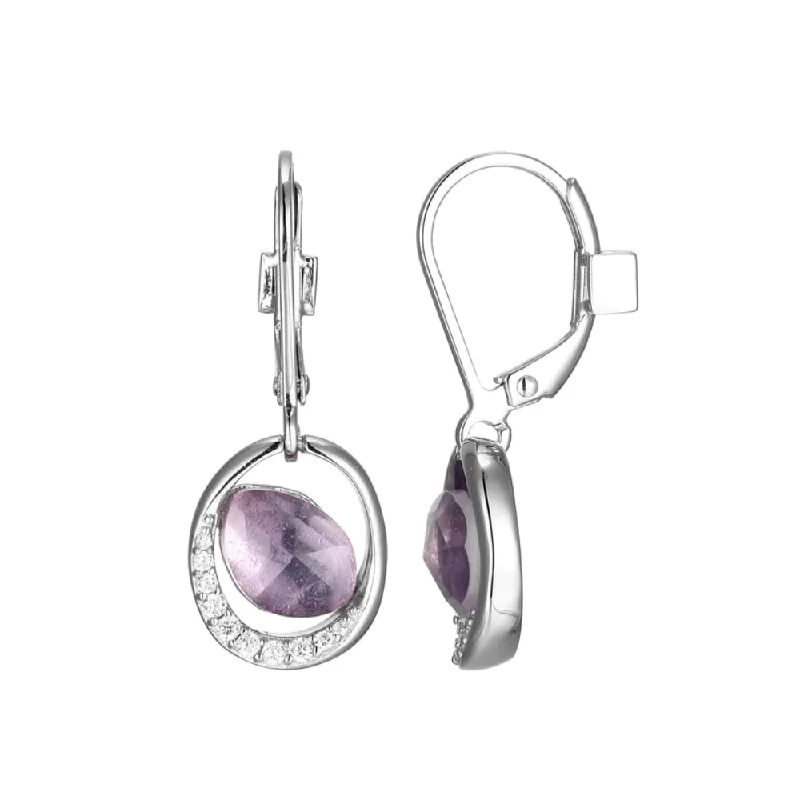 Elle "Treasure" Amethyst and White Crystal Drop Earrings