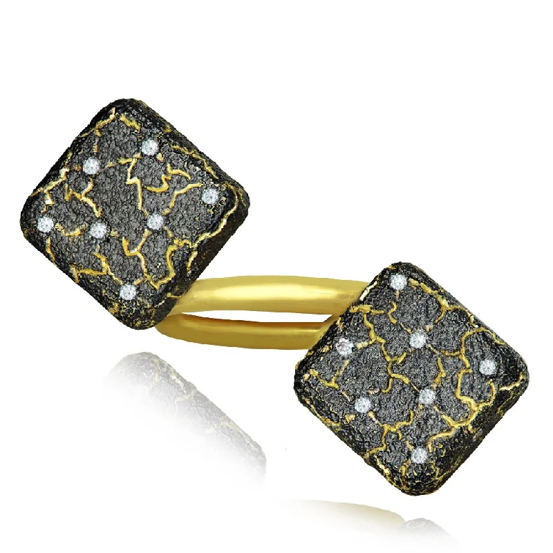 Gold Dice Ring with Diamonds