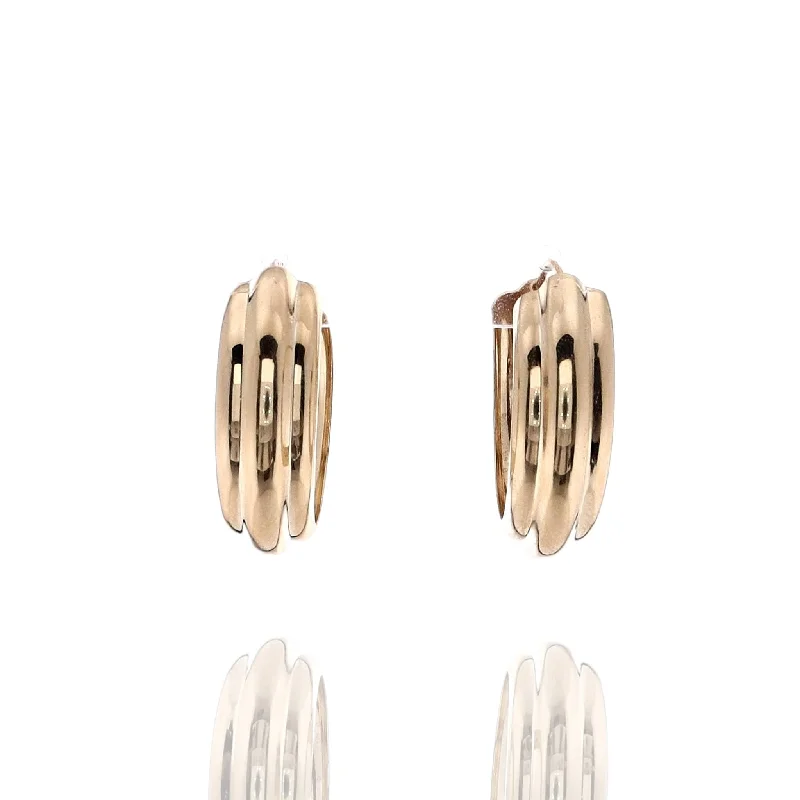 Estate 18k Yellow Gold Triple Tube Hoop Earrings