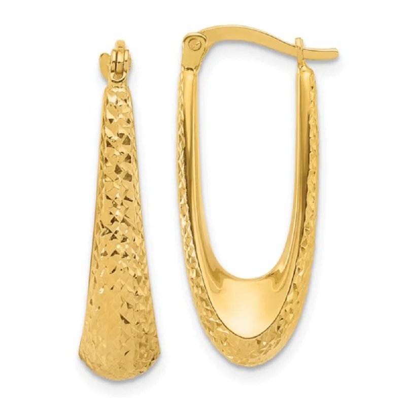 14k Gold Diamond-Cut Hoop Earrings