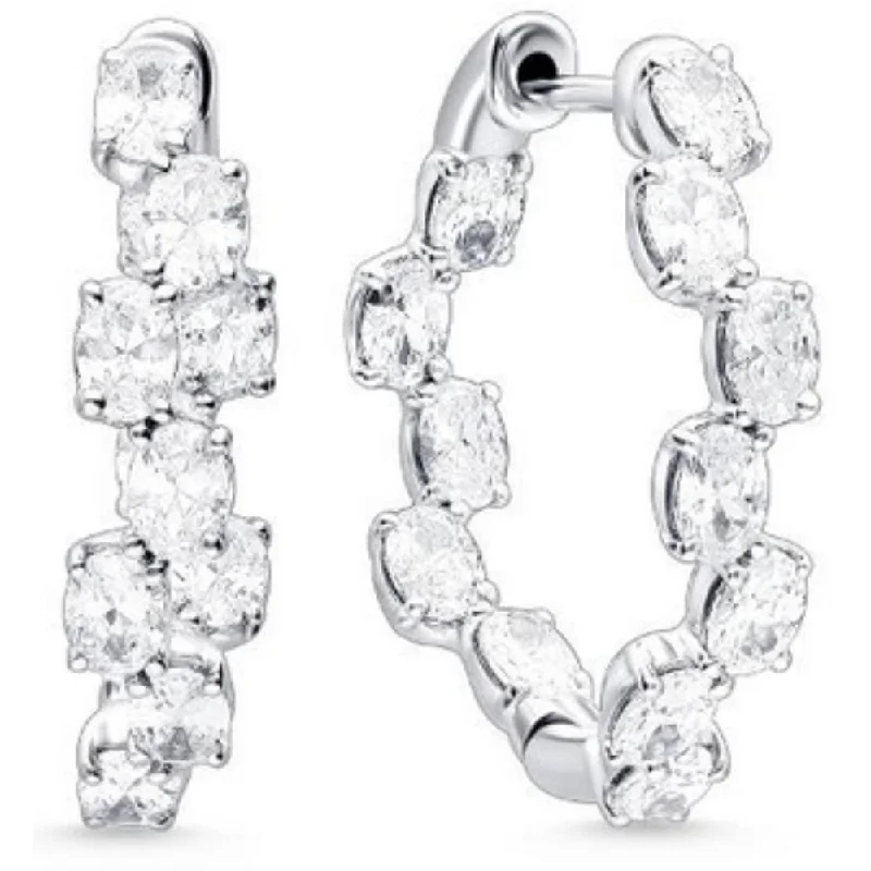 14k Zig Zag Diamond Hoop Earrings