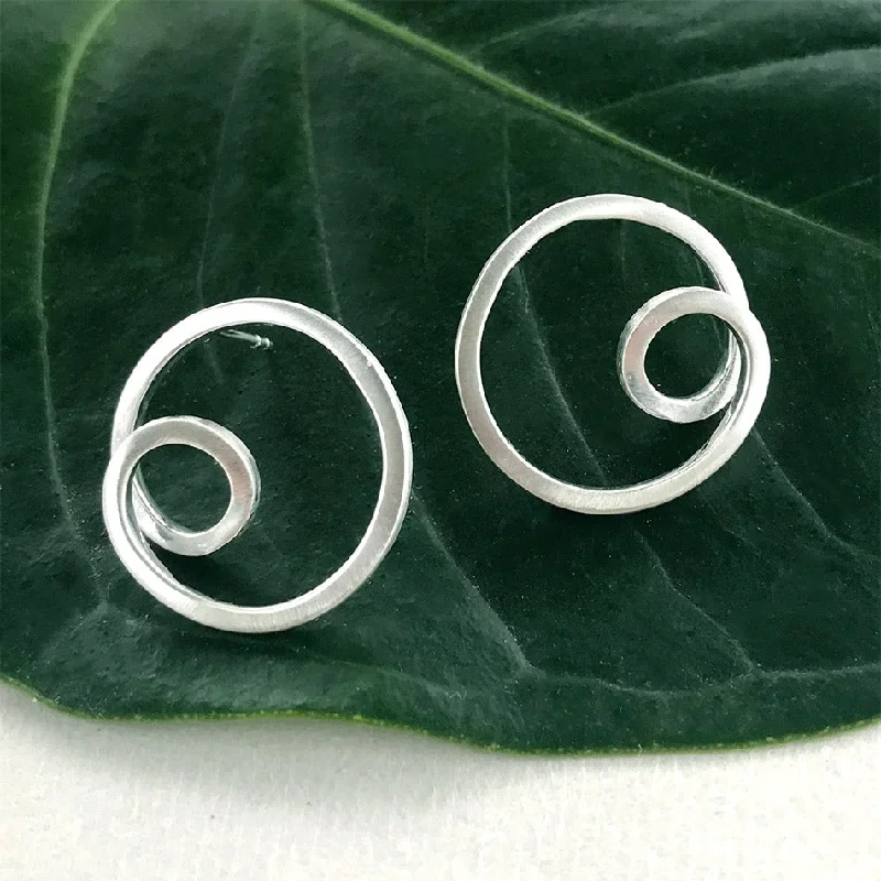 Circle in Circle Studs - Sterling Silver, Indonesia