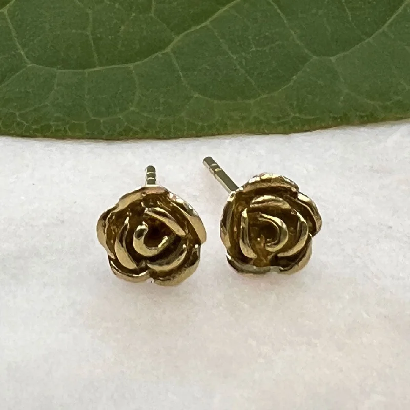 Tiny Rose Studs - Brass, Indonesia