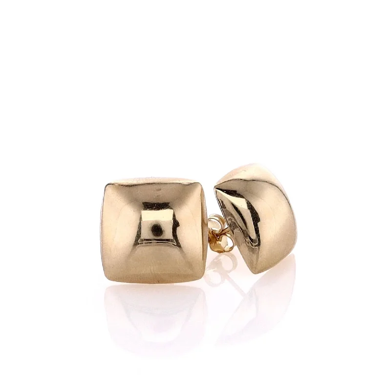 Estate 14 Karat Yellow Gold Polished Domed Squared Design Stud Earrings