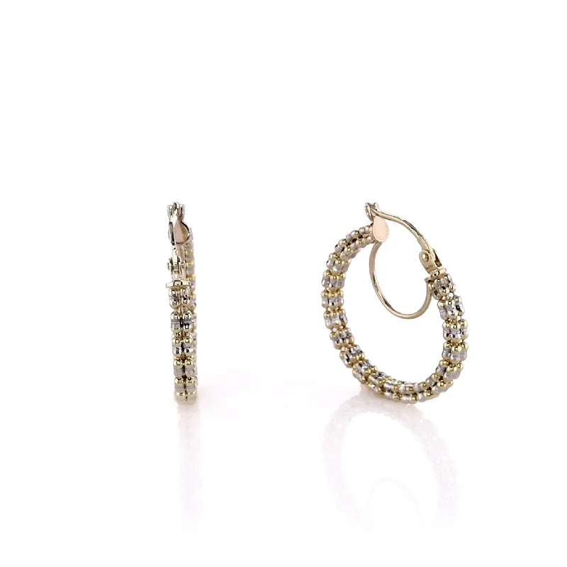 14k Two-Tone Diamond-Cut Hoop Earrings