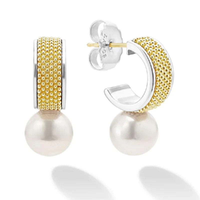 Lagos Luna Two-Tone Pearl Hoop Earrings