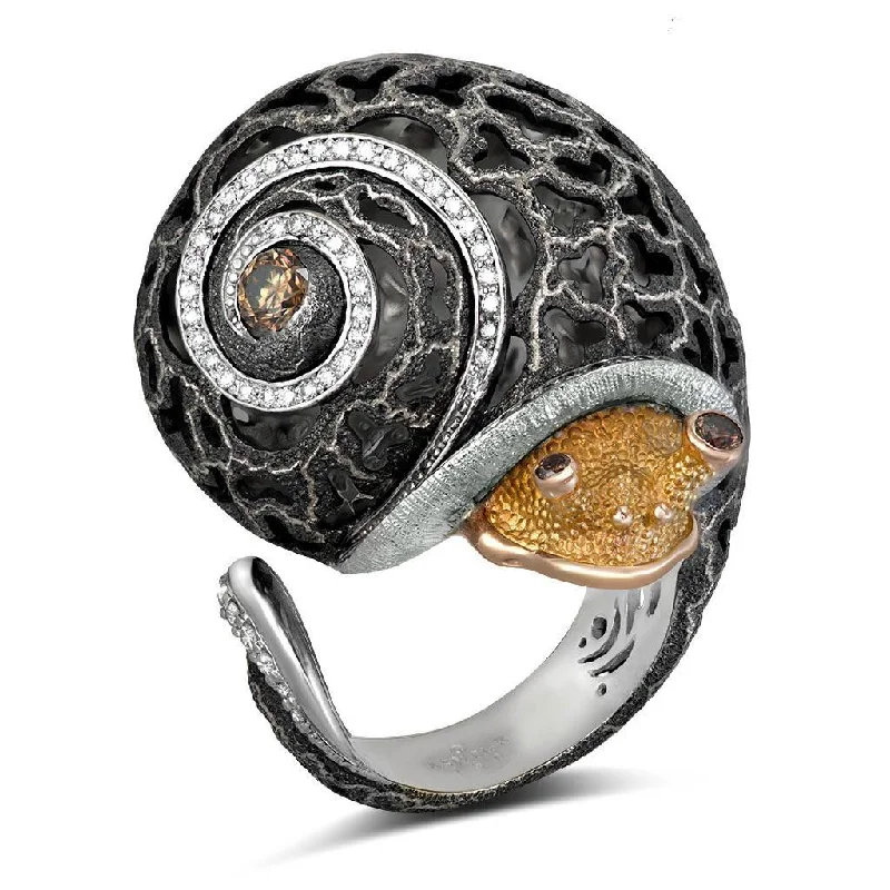 Gold Grand Codi The Snail Ring with Diamonds