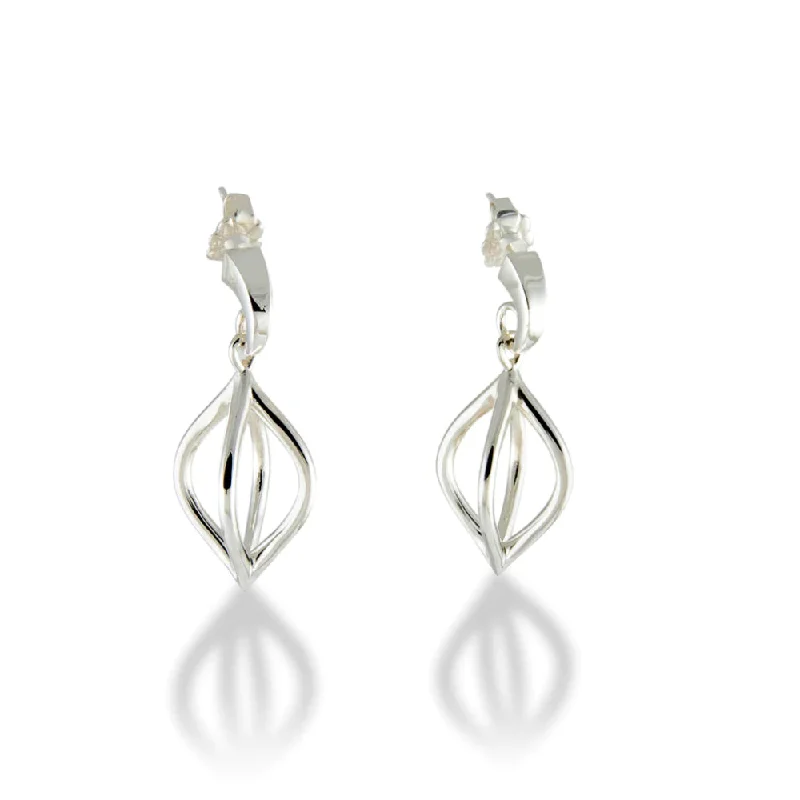 Sterling Silver Wire Pod Drop Earrings