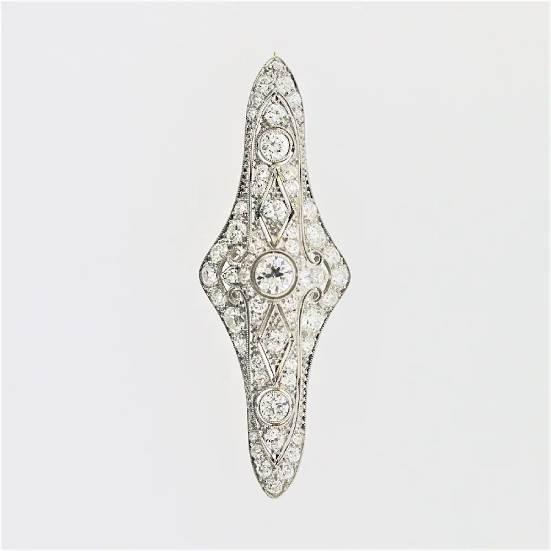 Edwardian Diamond Platinum Gold Pin Brooch, Circa 1915