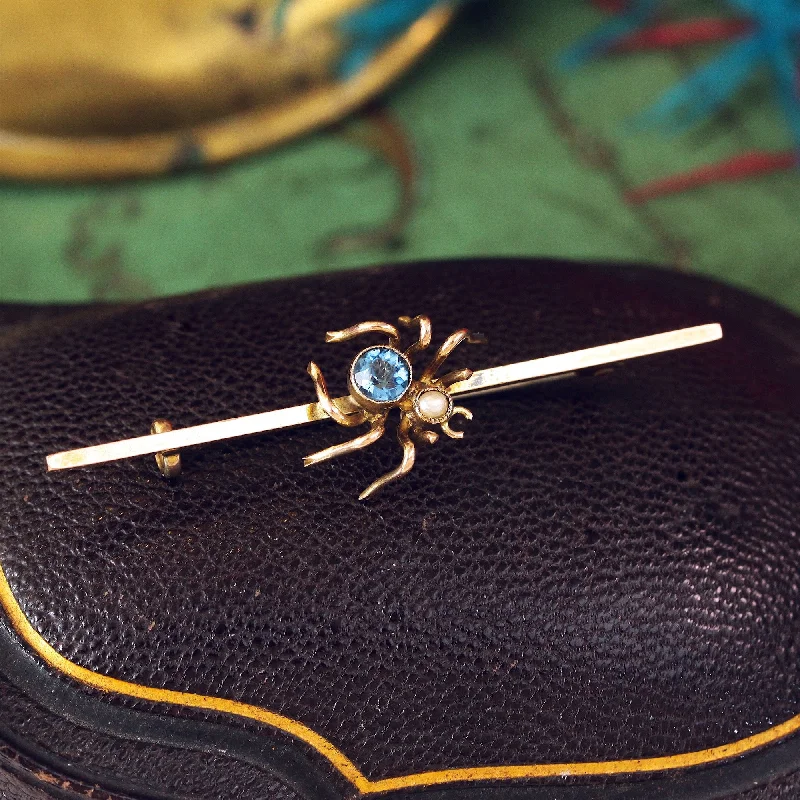 Quirky Edwardian Spider Bar Brooch