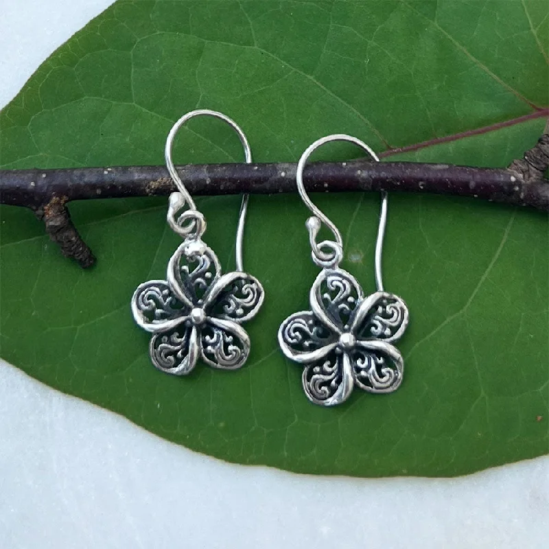 Filigree Flower Earrings - Sterling Silver, Indonesia