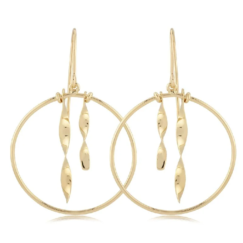 14k Framed Dangle Twist Earrings