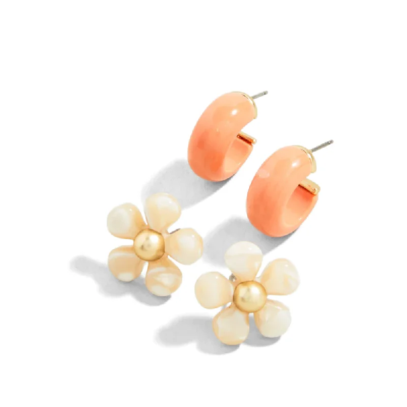 Spartina Sweet Song Earrings Set Cream/Coral (2 pairs)