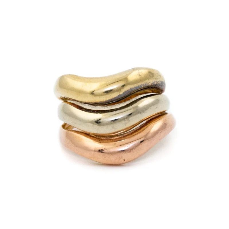 Tri Gold Curvature Ring