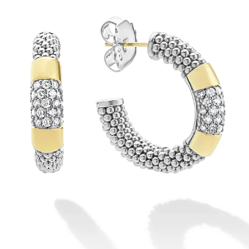 Lagos Gold Station Diamond Hoop Earrings