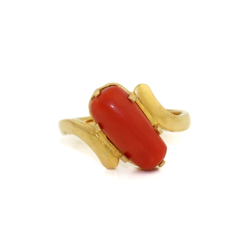 22K Gold x Red Coral Cocktail Ring