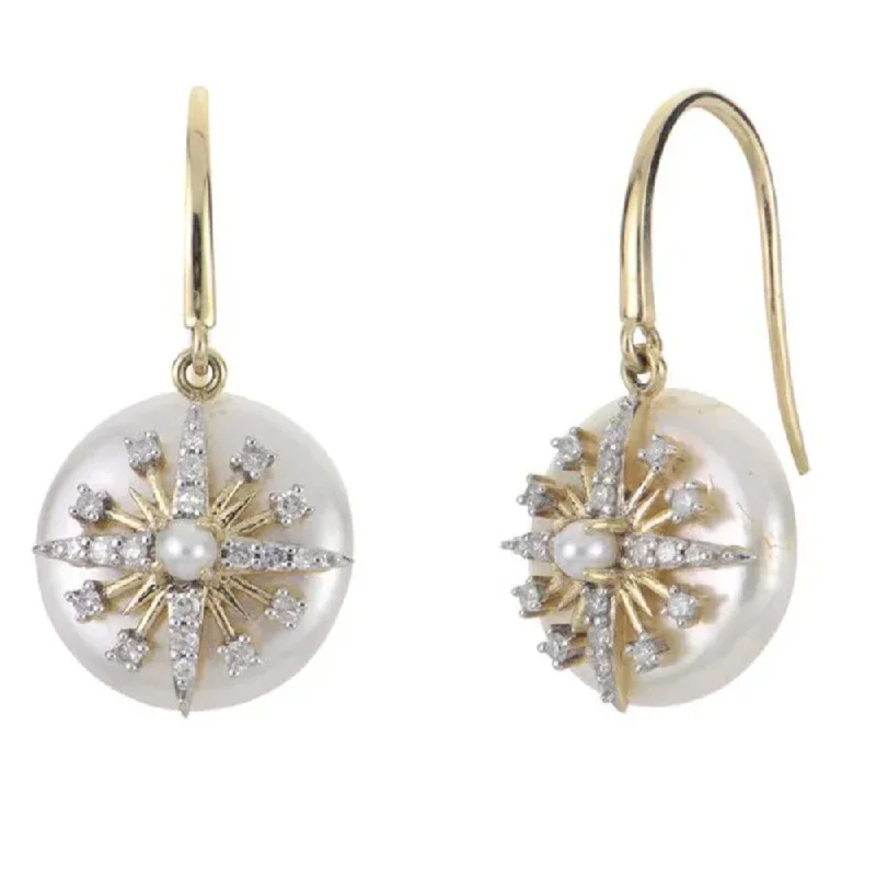 Imperial-Deltah 14k Gold Pearl Starburst Earrings