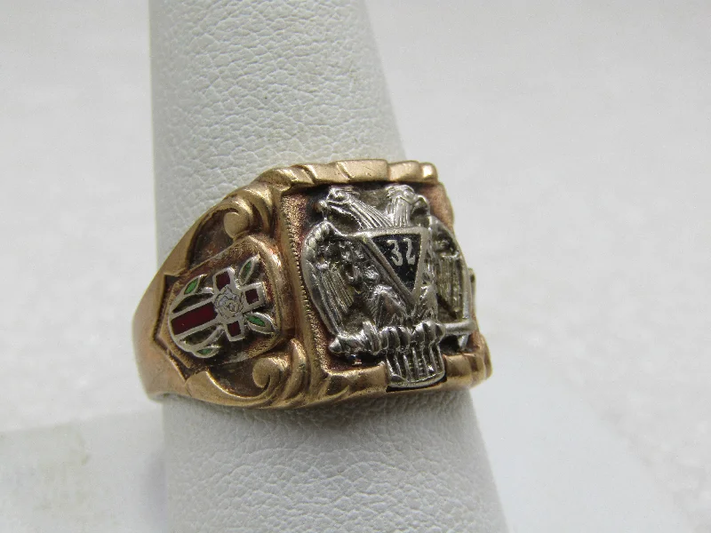 10kt Masonic 32 Degree /Scottish Rite Ring, Sz. 10, Kinsley Gothic