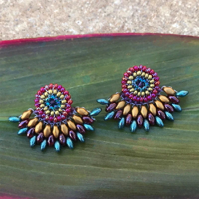 Fan Earrings - Ruby, Guatemala