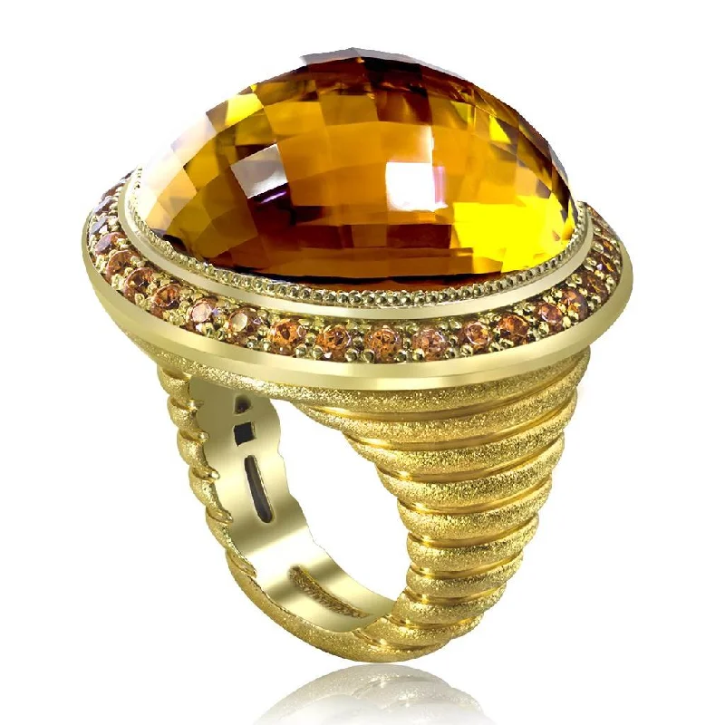 Gold Symbolica Ring with Citrine & Spessartite Garnet