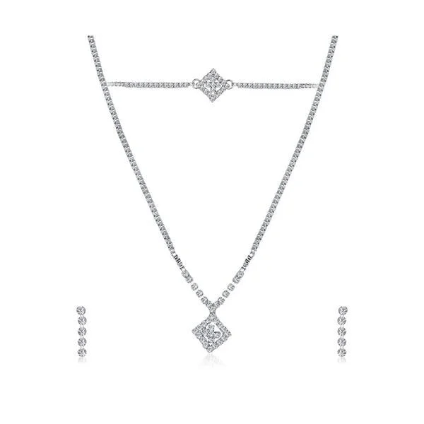 Kriaa Silver Plated Necklace Set With Bracelet - 1201904