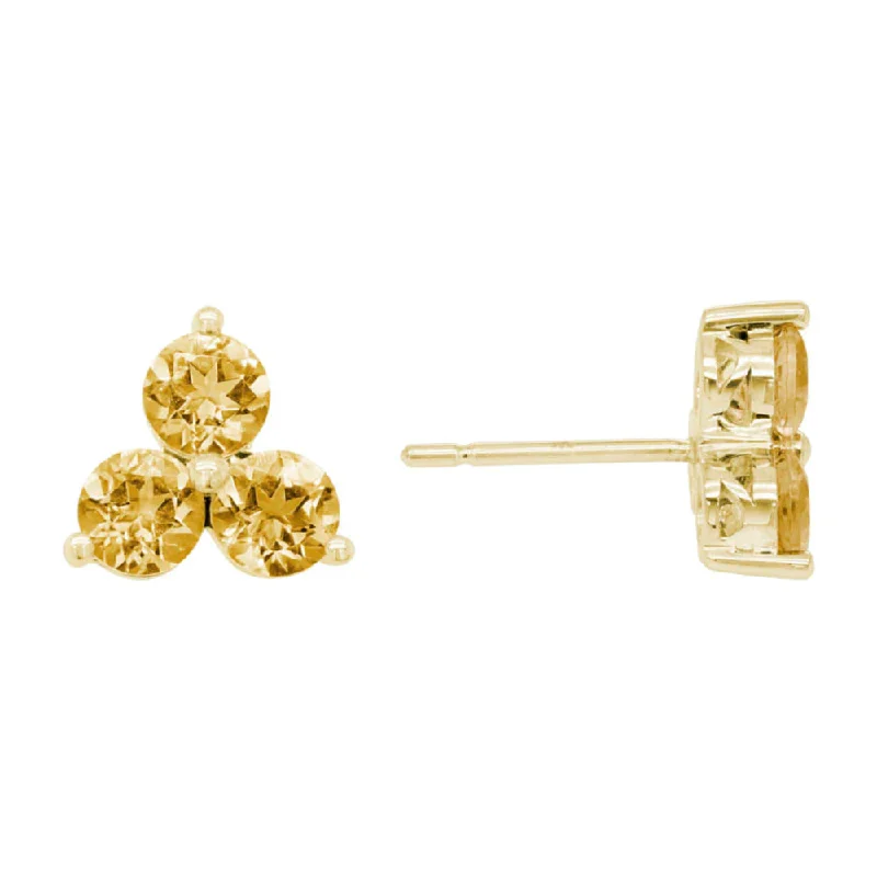 14k Citrine Flower Stud Earrings