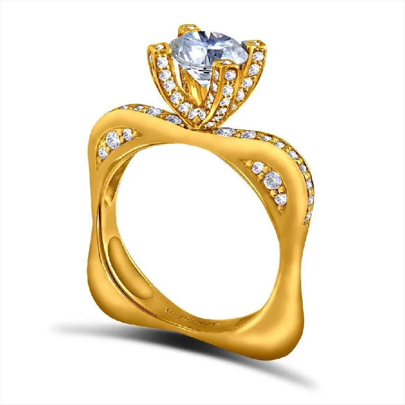 Modern Sensuality Diamond Crown Jewel Engagement Ring