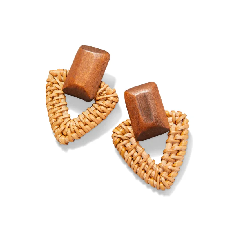 Spartina Wood Wicker Earrings - Natural