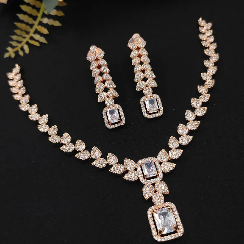 Manisha Jewellery AD Stone Gold Plated Necklace Set