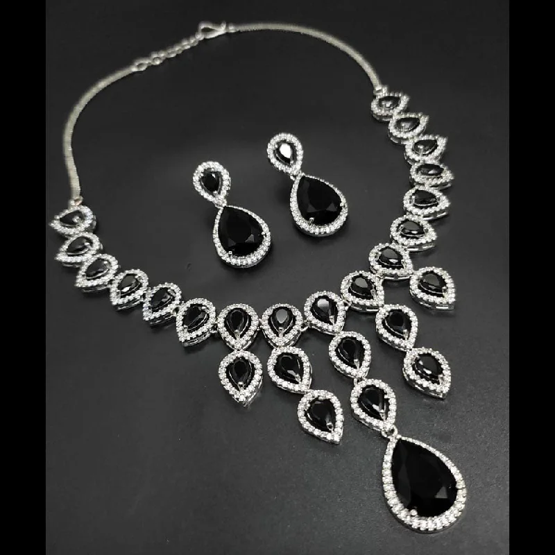 Manisha Jewellery Silver Plated AD Necklace Set