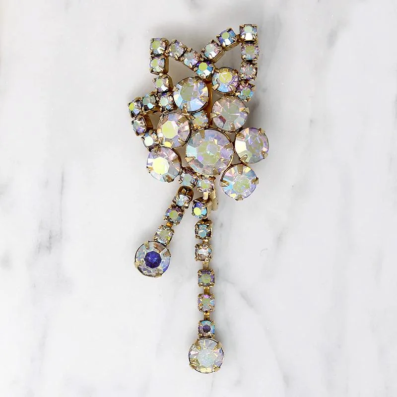 Abstract Nosegay Brooch in AB Rhinestones