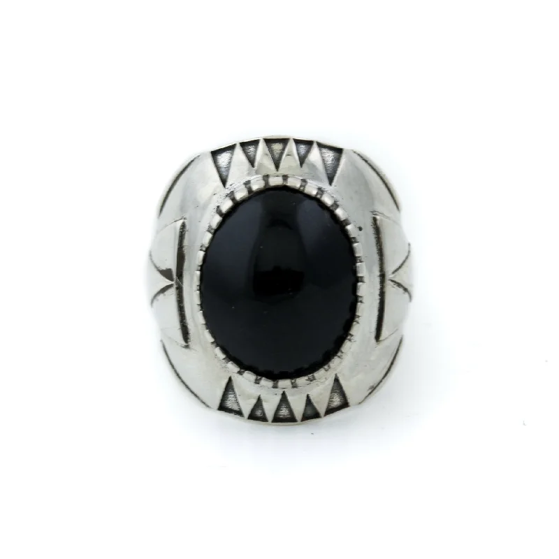 Black Jade "Delta" Ring