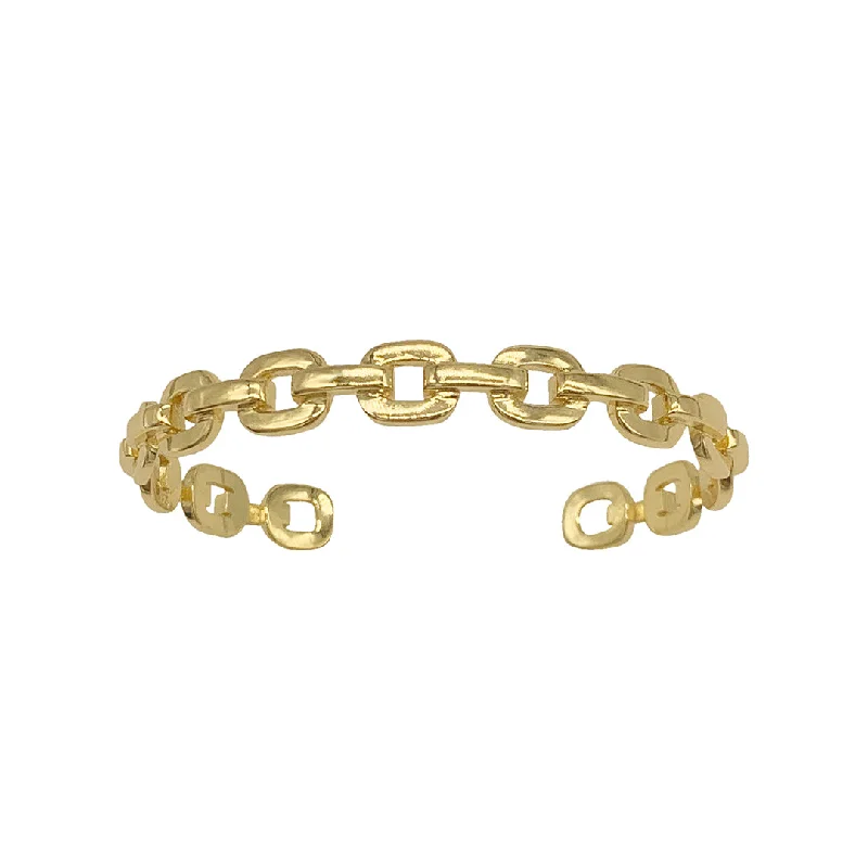 14k Gold Plated Chain Link Cuff Bracelet