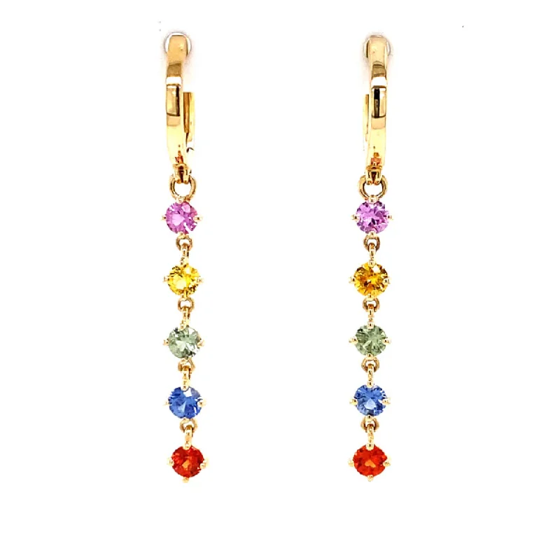 Bellarri Princessa 14k Multi Sapphire Drop Earrings