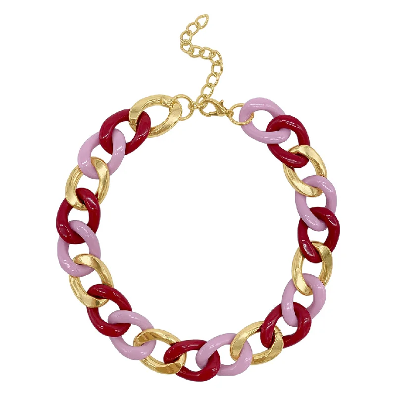 Pink Curb Chain Necklace