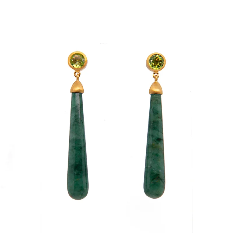 Joyla Cabochon Peridot Long Drop Earrings