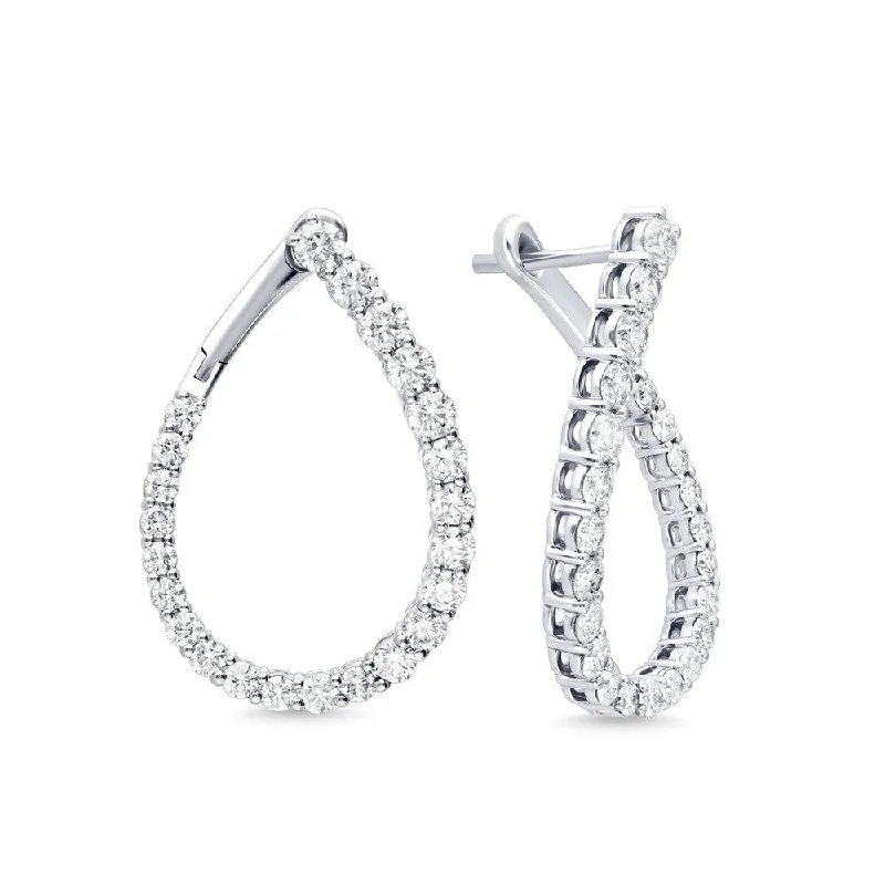 14k Gold Front Facing Diamond Hoop Earrings