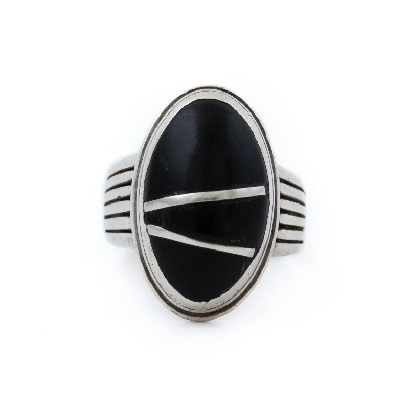 Sectioned Black Onyx Ring