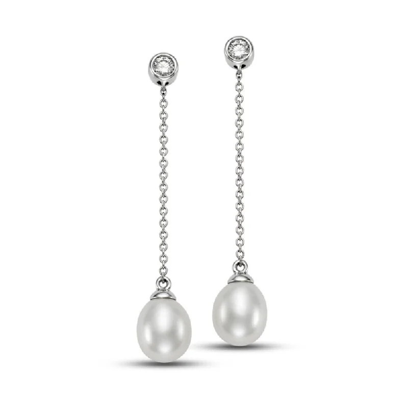 14k Freshwater Pearl Chain Drop Earrings