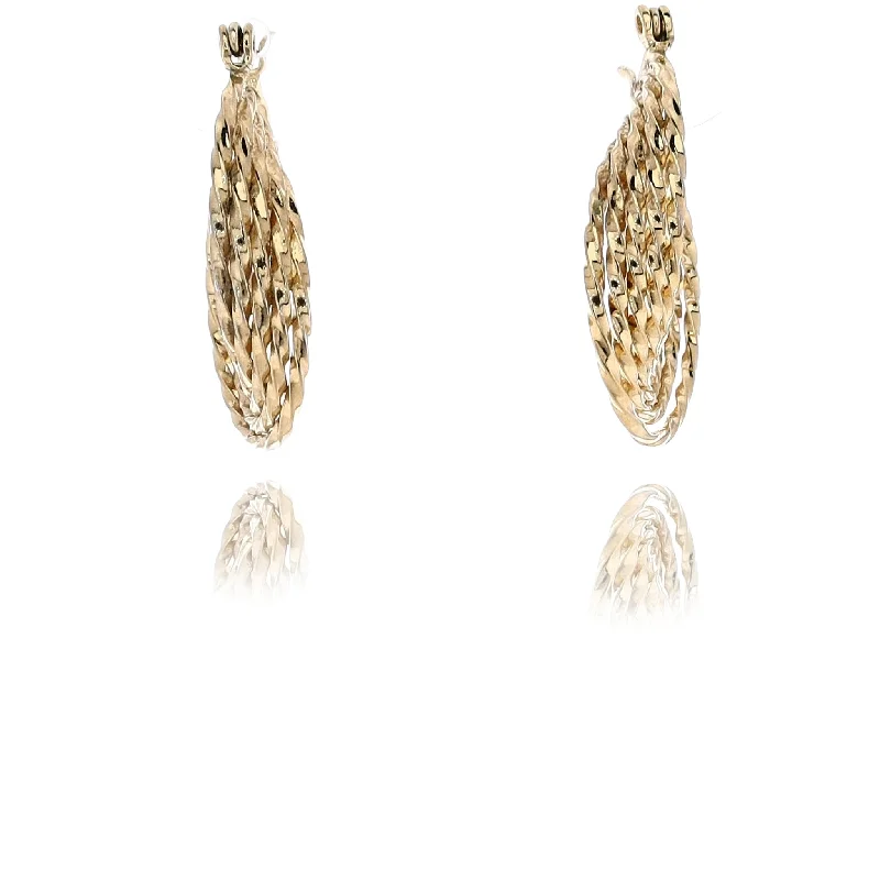 Estate 14 Karat Yellow Gold Twist Design Hoop Earrings