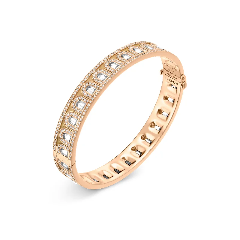 L'Arc Deco Bangle, 18k Rose Gold with DAVIDOR Arch Cut Diamonds and Brilliant Diamonds