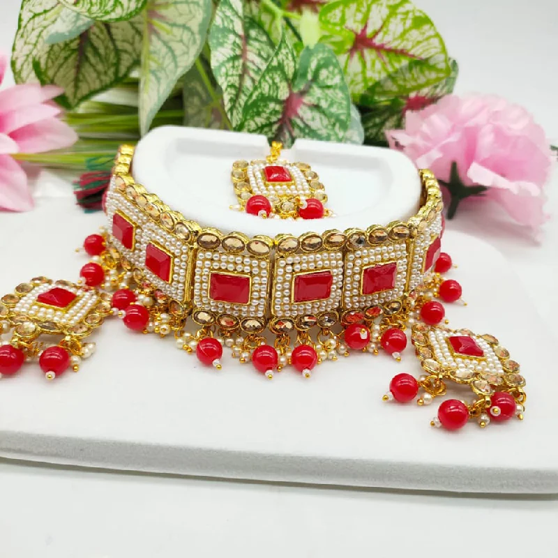 India Art Gold Plated Kundan And Pearl Necklace Set